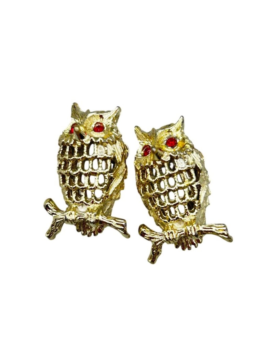 Vintage Pair Of Owls Pin Brooches Set Of 2 Gold Tone Scatter Pin Wise Birds